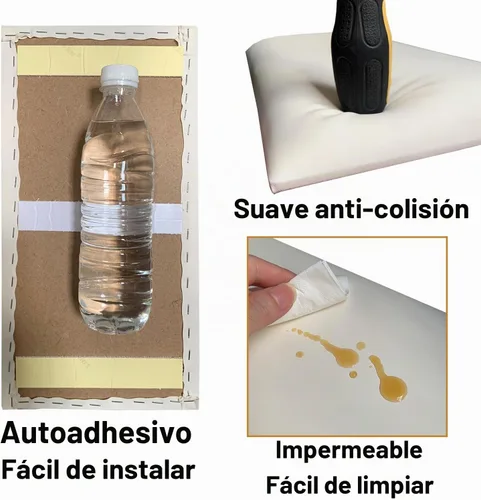 Vista 6 de YU LI 3DH 3D Almohadillas de pared anticolisión para niños, autoadhesivas, 4 piezas, paneles de cabecero en negro para pared, cabecero despegar