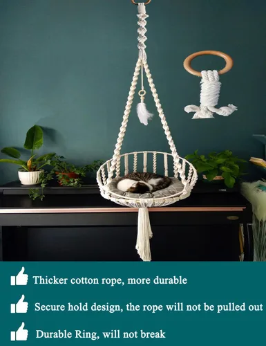 Vista 2 de Extensores colgantes de macramé para plantas colgantes (16 pulgadas, paquete de 6)