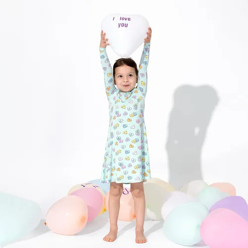 Vista 4 de Bellabu Bear Vestidos de bambú para niñas, manga corta y manga larga, viscosa de bambú