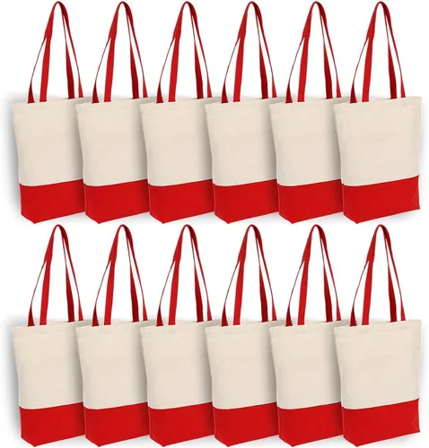 Vista 9 de Azuca Bolsa de lona de algodón resistente de 12 onzas con refuerzo inferior, bolsa de compras para la playa, 17 x 14 x 4 pulgadas, paquete de 6