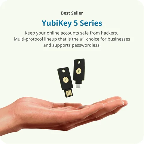 Vista 3 de Yubico - YubiKey 5 NFC - Clave de seguridad de autenticación multifactor (MFA) y llave de acceso, Conéctese a través de USB-A o NFC, certificado