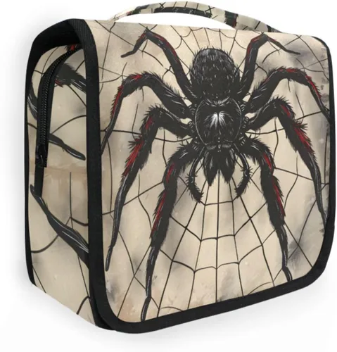 Vista 10 de MNSRUU Neceser colgante con diseño de calavera y girasol, bolsa de maquillaje de viaje para artículos de tocador, organizador de artículos