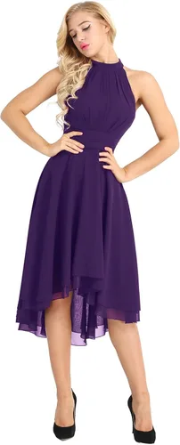 Vista 3 de Aislor - Vestidos de noche para dama de honor con cuello halter sin mangas