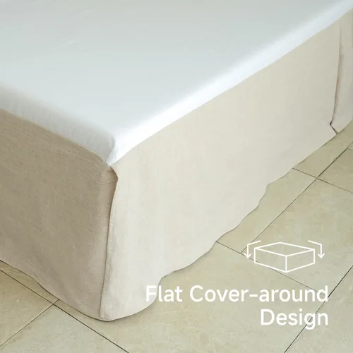 Vista 5 de Simple&Opulence Falda de cama de lino francés con volantes antipolvo clásicos de 14 pulgadas de caída, mezcla de algodón de lino y lino natural