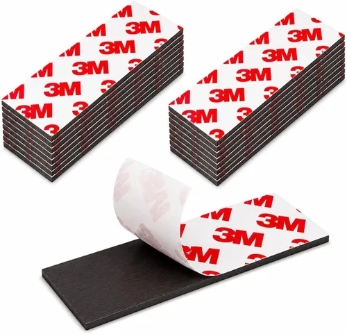 Vista 10 de Paquete de 20 tiras magnéticas, cinta magnética con parte trasera adhesiva, tiras magnéticas resistentes (3 x 1 pulgadas), tiras magnéticas