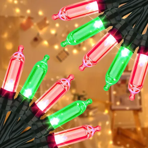 Vista 17 de LYHOPE Luces de Navidad a batería, 33 pies, 100 luces LED de Navidad, impermeables, 8 modos, funciona con pilas, para exteriores e interiores, árbol
