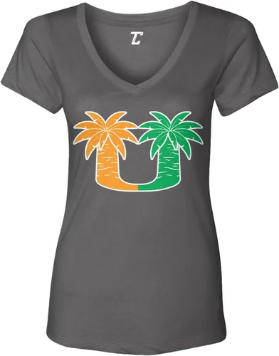Vista 10 de Palm Trees - College Sports Miami - Camiseta con cuello en V para mujer Negro