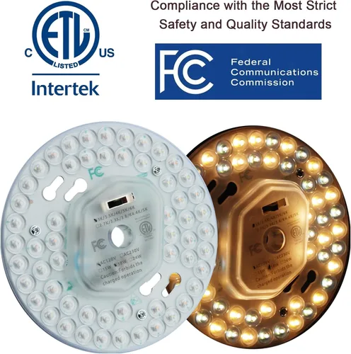 Vista 4 de Ventilador de techo LED regulable de 18 W, luz de montaje empotrado, kit de reacondicionamiento del motor, bombilla fluorescente circular de panel
