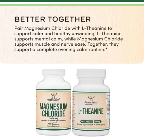 Vista 6 de Cloruro de Magnesio (Magnesium Chloride) - 180 cápsulas, 1,000 mg por porción, apoya la salud digestiva y ósea - Sin OMG y sin gluten de Double Wood