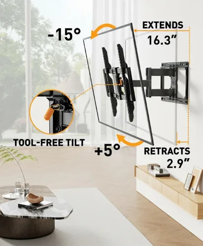 Vista 6 de Perlegear Soporte de pared para TV de movimiento completo para televisores de 42 a 86 pulgadas de hasta 132 libras 30% thicker heavy-duty