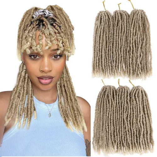 Vista 32 de WIGNEE Cabello de Ganchillo 120 Hebras Locs Sintéticos 8 Pulgadas Locs Suaves Pre-Trenzados 6 Paquetes Cabello de Ganchillo Pre-Anudado para Mujeres
