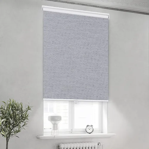 Vista 8 de Persianas enrollables opacas para ventanas, persianas enrollables sin cordones con cenefa de cassette, persianas de ventana de jacquard a rayas