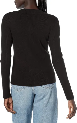 Vista 2 de Calvin Klein Suéter cómodo y ligero de manga larga con cuello en V para mujer