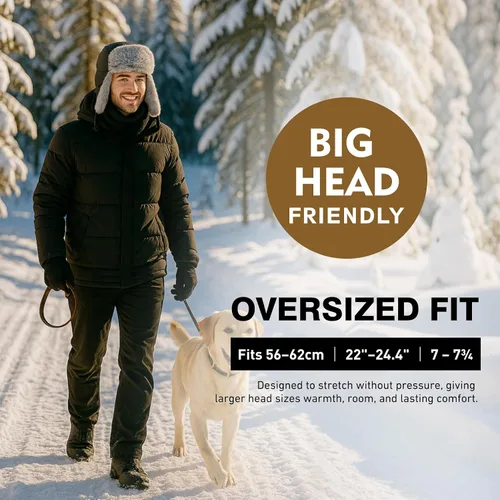 Vista 12 de Comhats Gran XL Trapper Trooper Caza Cálido Oído Solapa Rusia Ushanka Invierno Esquí Clima Frío Bombardero Sombreros para Hombres
