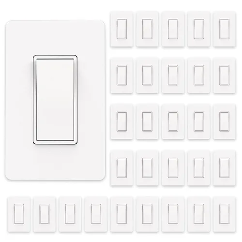 Vista 12 de ThunderWay - Interruptor de luz para decoración de 3 vías con placas de pared, 15 A 120/277 V, interruptores basculantes de pared Decora de tres