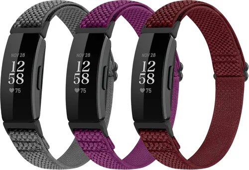 Vista 9 de Correas deportivas de nailon elásticas ajustables compatibles con Fitbit Inspire 3/Inspire 2/Inspire/Inspire HR/Ace 2/Ace 3, correas elásticas