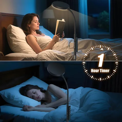 Vista 8 de Lámpara de pie PACOVY, lámparas de pie ajustables de altura para sala de estar dormitorio, lámpara de pie regulable de cuello de ganso súper