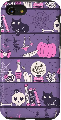 Vista 18 de iPhone 16 Vintage Witchy Magical Witch Tool box Cute Halloween Purple Case