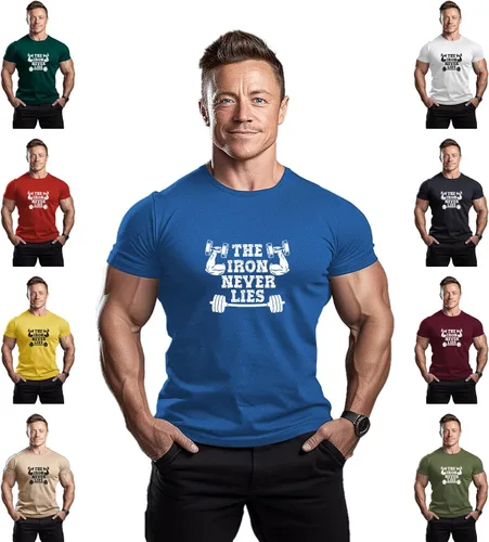 Vista 3 de ReedCA The Iron Never Lies - Camiseta de culturismo para hombre, camiseta de entrenamiento de gimnasio, camisas de entrenamiento de moda, camisa