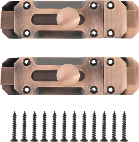 Vista 15 de Geesatis - Cerradura de seguridad para puerta deslizante de 5 pulgadas con tornillos de montaje Bronze Sliding Door Window Latch with Mounting