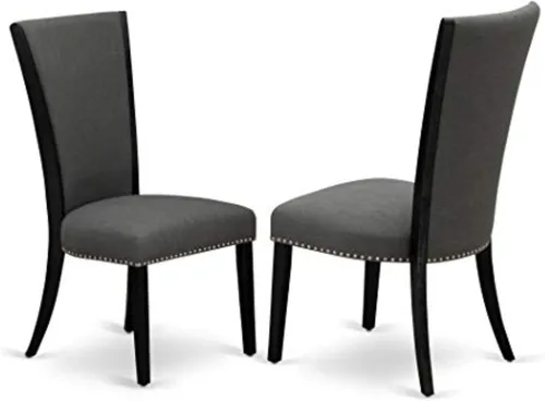 Vista 16 de East West Furniture VEP2T15 Verona Parson - Juego de 2 sillas de comedor acolchadas de tela de lino azul bebé con ribete de cabeza de clavo