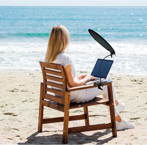 Vista 5 de Parasol ajustable para laptop con soporte flexible, bolsa de almacenamiento