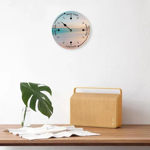 Vista 3 de Reloj de marea de madera, vista tranquila, costa este, océano, reloj de marea de madera, marea alta y baja, para colgar en la pared, reloj