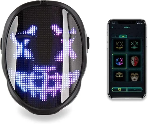 Vista 9 de CHEMION Máscara LED con aplicación Bluetooth, máscara facial LED para adultos, niños, máscara facial digital para fiestas de cumpleaños, conciertos