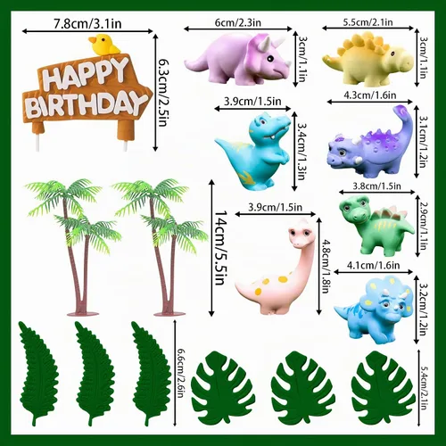 Vista 4 de Decoración para tartas de dinosaurio, 16 piezas