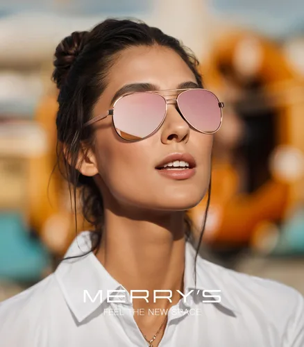 Vista 2 de MERRY'S Lentes de sol de aviador para hombres y mujeres, lentes polarizados para conducir, lentes espejados, protección UV 400, 2.283 in