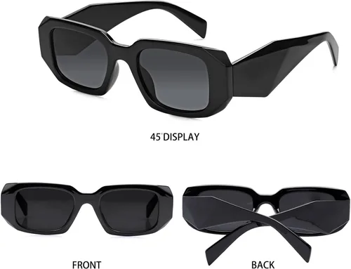 Vista 6 de Haqptul Lentes de sol rectangulares de moda para mujeres y hombres, cuadrados, retro, vintage, lentes hexagonales de los años 90S, Y2K, accesorios