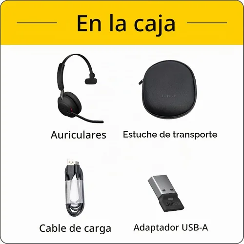Vista 7 de Jabra - audífonos Evolve2 65 Link380c UC con una sola salida de audio