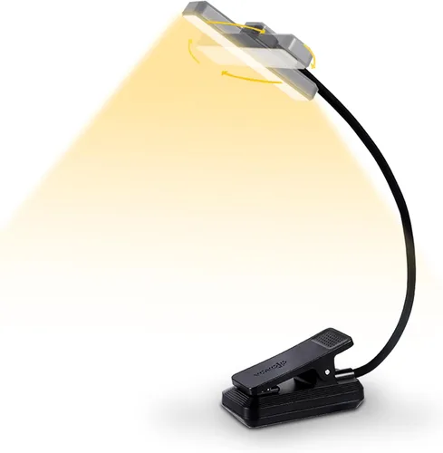 Vista 11 de VAVOFO Luz de Libro Recargable Giratoria: 24 LEDs Luz de Lectura, 3 Colores y 9 Niveles de Brillo Lámpara de Libro, Cuidado de Ojos 120 Horas