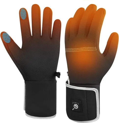 Vista 10 de SAVIOR HEAT Guantes térmicos para hombres y mujeres, calentamiento rápido de 10 segundos, calor de 8 horas, 7.4 V, 2200 mAh, batería fina, guantes