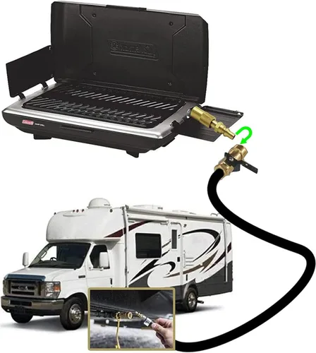 Vista 4 de MENSI Adaptador de propano de 1/4 de pulgada, accesorio de desconexión rápida compatible con Stansport, Camp Chef Mountaineer, Eureka Gonzo