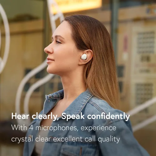 Vista 4 de Phiaton Bonobuds - Auriculares inalámbricos con cancelación de ruido, auriculares Bluetooth con control táctil. Batería de 20 horas y carga rápida