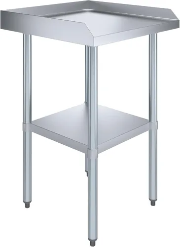 Vista 17 de AmGood Mesa de trabajo comercial con protector antisalpicaduras y protectores laterales Altura: 35" Mesa de preparación de acero inoxidable