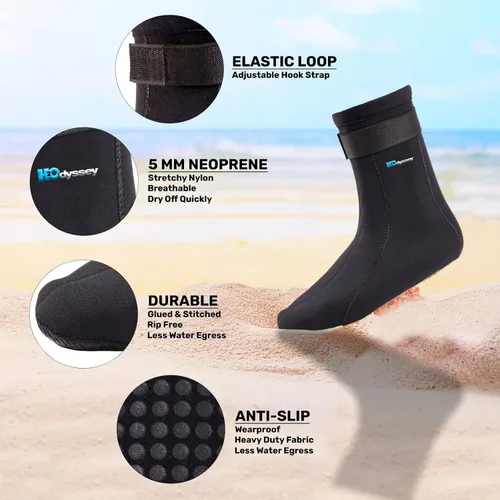 Vista 3 de H2ODYSSEY Calcetines de buceo de neopreno de 0.197 in - Calcetines de agua con tobillo alto para una protección extendida
