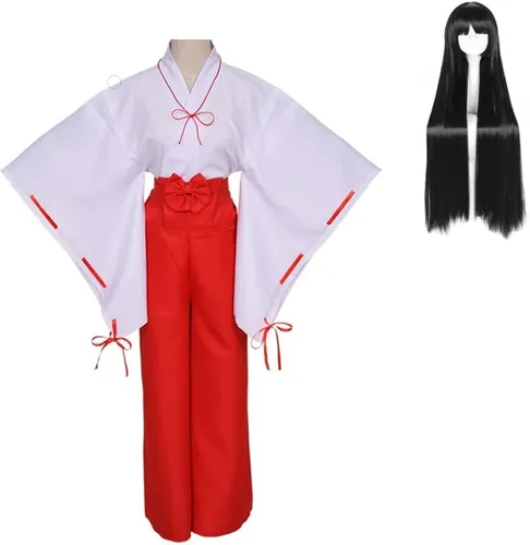 Vista 2 de Anime Samurai Cosplay Costume Kikyou Cosplay Miko Witch Costume for men women