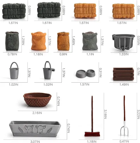 Vista 7 de 13 piezas de juguetes de granja, accesorios de comida de granero, juego de herramientas de granja de juguete para animales, figura de caballo, set