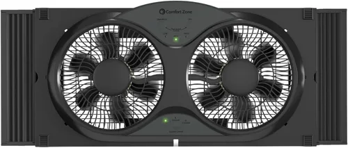 Vista 6 de Comfort Zone Ventilador de ventana doble reversible de 9 pulgadas con control remoto – Ventilador de doble aspa de 3 velocidades con modos de Negro