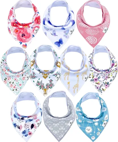 Vista 11 de Diaper Squad 10-Pack Organic Cotton Baby Bibs for Baby Boy, Girl