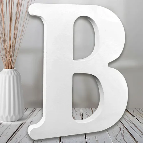 Vista 23 de AOCEAN Letras de madera blanca de 8 pulgadas, letras de madera sin terminar para pared, letras decorativas de pie en rodajas, decoración de tablero