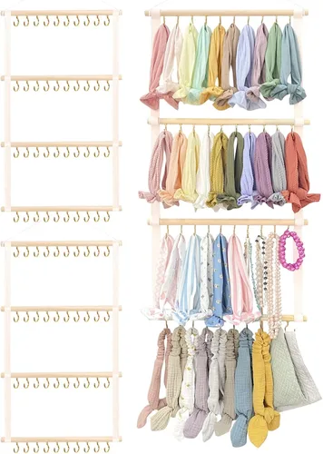 Vista 12 de POVETIRE Soporte para diadema organizador de bandas para la cabeza para niñas, diademas de bebé, accesorios para el cabello, organizador