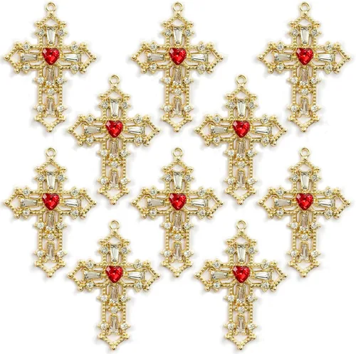 Vista 6 de Zirconia Crystal Rhinestone Cross Charms for Jewelry Making Bracelet Necklace Choke Earring Pendant Key Chain Craft Supplies DIY Accessories
