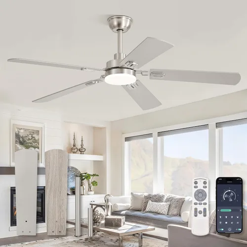 Vista 13 de ZMISHIBO Ventiladores de techo de 44 pulgadas con luces, ventilador de techo moderno negro con control remoto, ventilador de techo