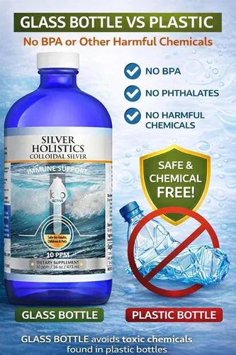Vista 3 de Silver HOLISTICS - Líquido de plata coloidal de 10 ppm, botella de plata coloidal con tazas medidoras, líquido de hidrosol plateado para niños
