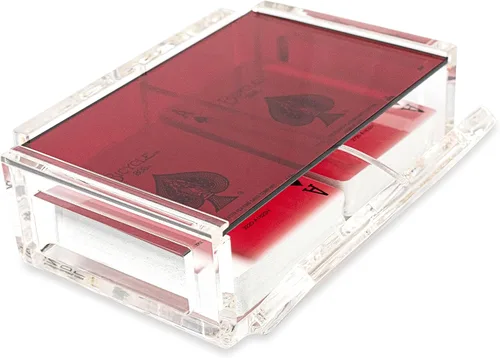 Vista 8 de La Canasta - Juego de bandeja para cartas con 2 barajas de cartas en caja acrílica con tapa deslizante y base giratoria, mantiene la pila de cartas