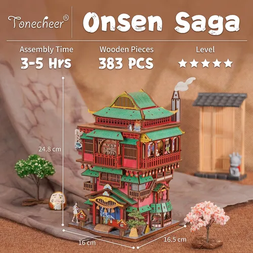 Vista 8 de Tonecheer Kit de rompecabezas 3D para adultos, juego de construcción de modelo de madera para bricolaje, kit de almacenamiento de escritorio, caja