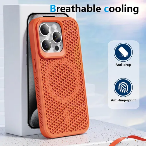 Vista 2 de Funda protectora para iPhone 13, compatible con MagSafe, doble capa de disipación de calor de panal de abeja, transpirable y a prueba de golpes